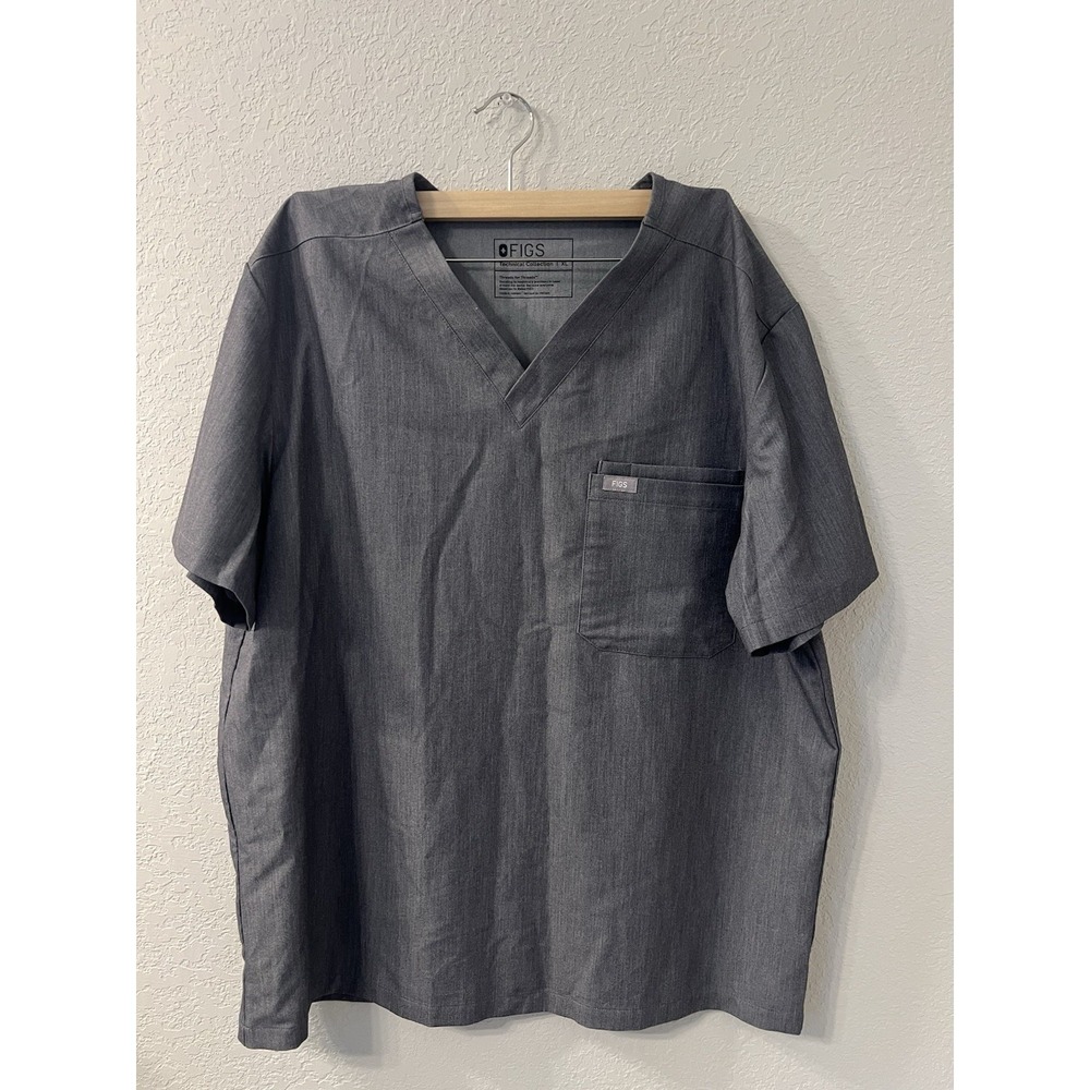 Figs Mens Leon 3 Pocket Scrub Top XL Gray Technical Collection Medical